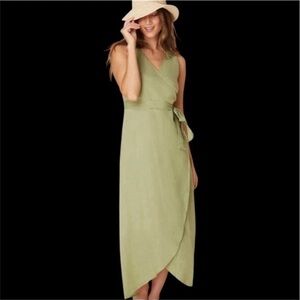 Andie Olive Green Wrap Maxi Dress with Tie Waist